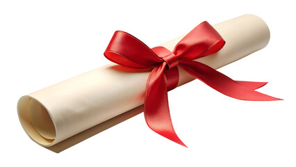 PNG rolled certificate with red ribbon bow transparent