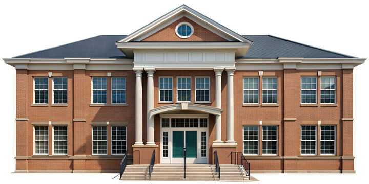 PNG modern school building with classical columns transparent