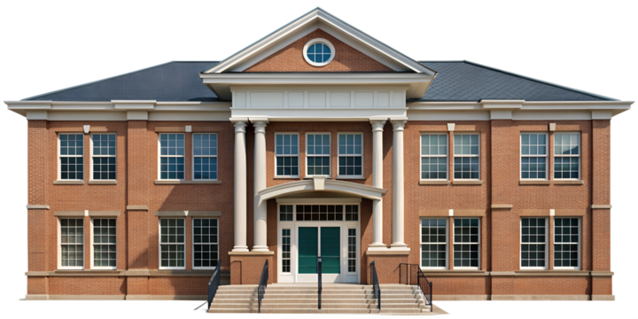 PNG modern school building with classical columns transparent