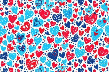 This seamless background features a repeating pattern of hearts in red and blue, creating a vibrant and festive look. Perfect for valentine's day or any event that requires a cheerful backdrop.