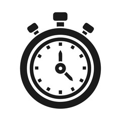 Black silhouette stopwatch timer icon and vector illustration