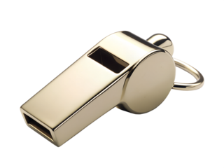 PNG shiny metal whistle isolated on white background transparent
