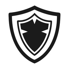 Black silhouette shield icon and vector illustration