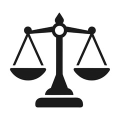 Black silhouette scale justice icon and vector illustration