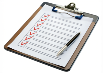 PNG checklist clipboard with pen isolated transparent