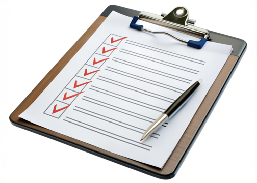 PNG checklist clipboard with pen isolated transparent