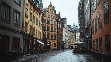 Fototapeta premium Tourism in Sweden: Visiting Stockholm historic Old Town,