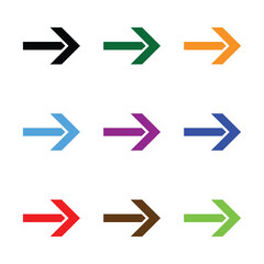 Arrow icon set. Colorful arrow symbols. Arrow vector graphic elements isolated on white background