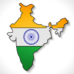 India Map Silhouette Filled with National Flag Colors