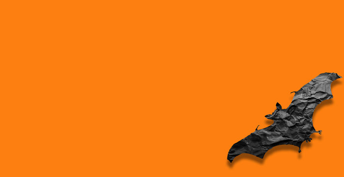 bat made of yat black paper on an orange background