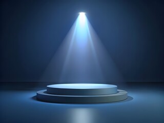 Minimalist Stage with Spotlight on Podium for Product Presentation or Keynote Address
