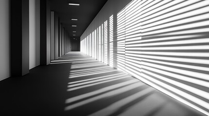 Sunbeams Through Blinds in an Empty Hallway