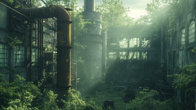 Overgrown Abandoned Industrial Building