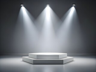 Obraz premium Minimalist Stage with Spotlight on Podium for Product Presentation or Keynote Address 
