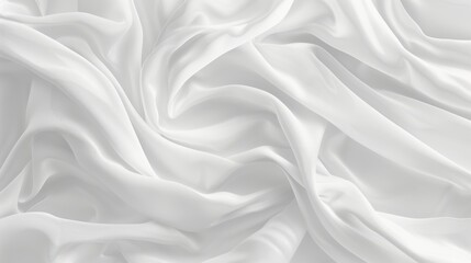 Fototapeta premium A white cloth background with gentle, flowing waves, creating a serene and minimalistic abstract texture.