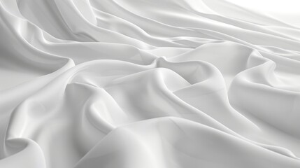 Obraz premium A white cloth background with gentle, flowing waves, creating a serene and minimalistic abstract texture.