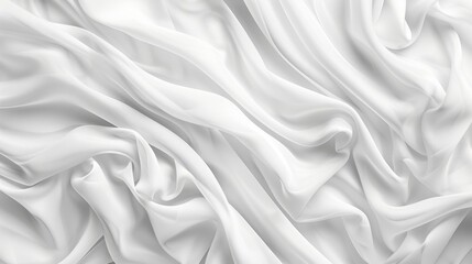 Obraz premium A white fabric surface with graceful, flowing waves, creating an abstract and sophisticated texture.