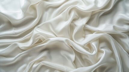 Fototapeta premium A white fabric surface with graceful, flowing waves, creating an abstract and sophisticated texture.