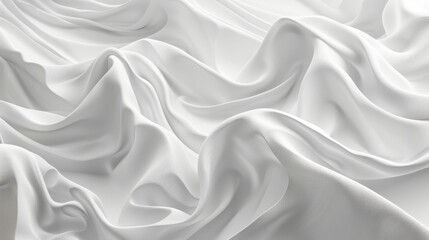 Obraz premium A white fabric surface with graceful, flowing waves, creating an abstract and sophisticated texture.