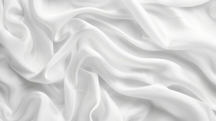 Obraz premium A white fabric surface with graceful, flowing waves, creating an abstract and sophisticated texture.