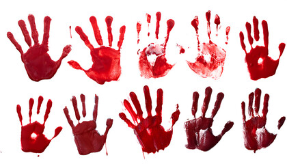 Fototapeta premium Horror Concept: Dripping Red Blood Handprints