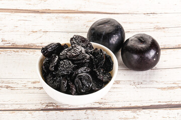 Dry prunes in thw bowl