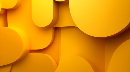 A vibrant abstract composition featuring layered yellow shapes and forms.