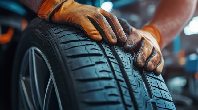 Mechanic Checking Tire