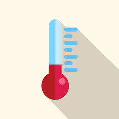 Minimalist vector illustration of a thermometer measuring high temperature, ideal for health and weather concepts