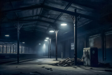 Gespenstischer Lost Place, verlassene Fabrik, Generative AI