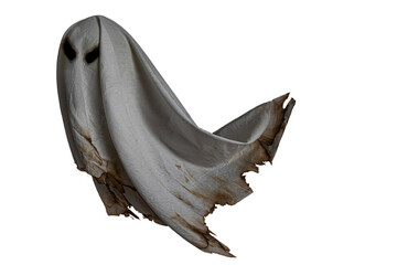 Floating scary white fabric ghosts for Halloween parties to celebrate the night holiday. Creepy...