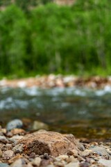 Scenic view of the La Plata River flowing through the Colorado Rocky Mountains with scenic views