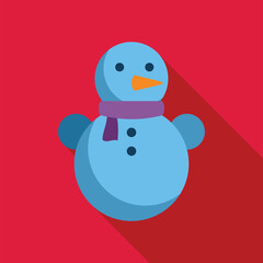 Cheerful blue snowman with a carrot nose and purple scarf, bringing a touch of winter charm