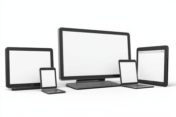 Multiple responsive screen and mobile devices mockup created with Generative AI