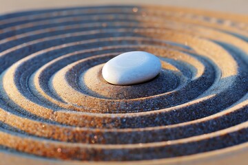 Obraz premium Japanese ZEN garden with textured sand