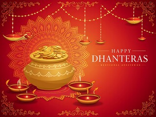 Happy Dhanteras Festival Celebration with Lakshmi Illustration