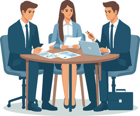 Obraz premium Mixed group of business people sitting around a table and talking