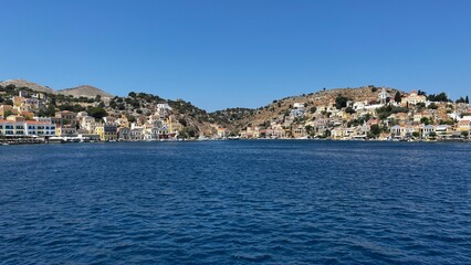 Obraz premium Greek island Symi captured from a boat