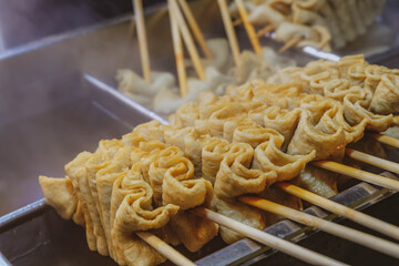 Fish cake skewers, a popular street food in Korea