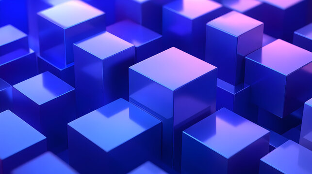 Fototapeta A vibrant arrangement of glossy blue cubes in a 3D space.