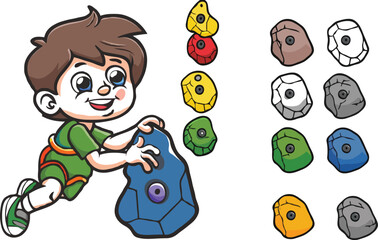 coloring page simple drawing of cartoon character  Rock Climbing, coloring book 