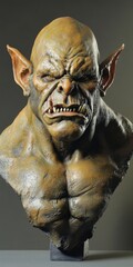 Ogre Face. Alien Monster Portrait #3 in Sculpture Art of Goblin Chest Make-up