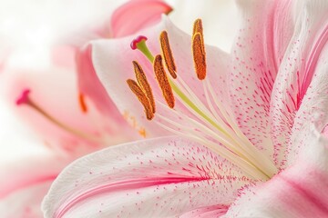 Stargazer Lily Bloom: Close-Up of Beautiful Pink Lilies on White Background