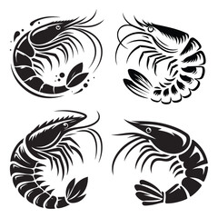Obraz premium Shrimp Silhouette Vector Set, This is an editable and printable vector