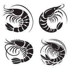 Shrimp Silhouette Vector Set, This is an editable and printable vector
