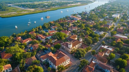 Fototapeta premium View St Augustine. Aerial City Landscape of Historic St Augustine, Florida