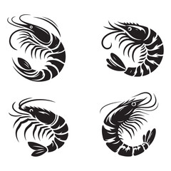 Shrimp Silhouette Vector Set, This is an editable and printable vector