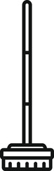 Simple black and white icon of a cleaning brush with a long handle