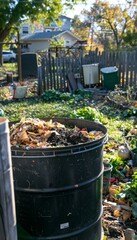 Obraz premium Community Garden Composting Station Supporting Zero Waste Initiatives and Food Scrap Recycling