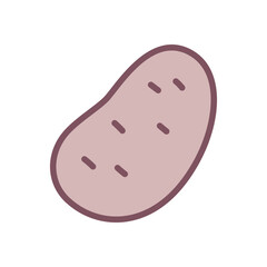 Cute potato icon. Hand drawn illustration of a root potato in peel isolated on a white background. Vector 10 EPS.